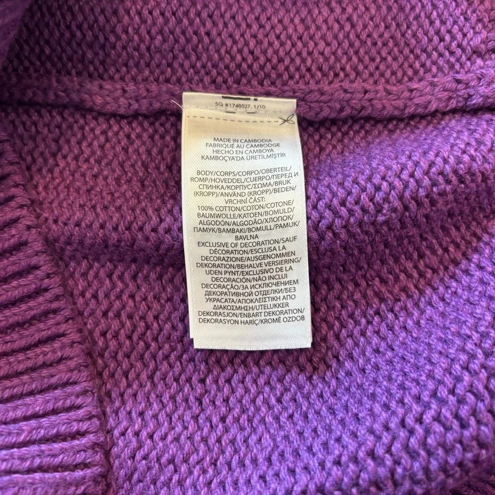 Polo Ralph Lauren Mens Purple Crest Embroidered Cotton Sweater Large NWT